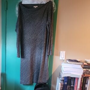 Eileen Fisher Gray Asymmetrical Long Sleeve Sheath Dress